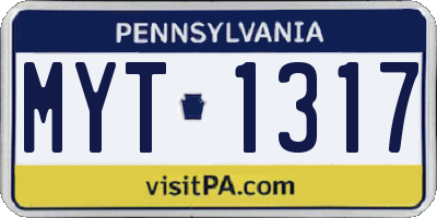 PA license plate MYT1317
