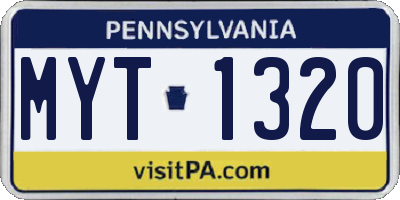 PA license plate MYT1320
