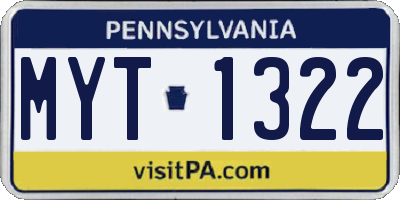 PA license plate MYT1322