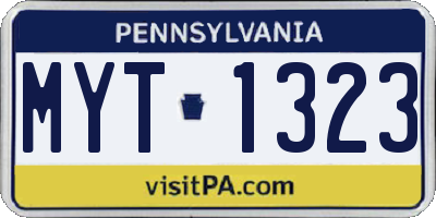 PA license plate MYT1323