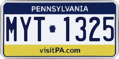 PA license plate MYT1325