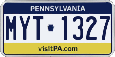 PA license plate MYT1327