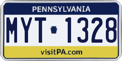 PA license plate MYT1328