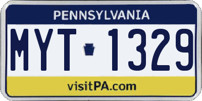 PA license plate MYT1329