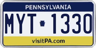 PA license plate MYT1330