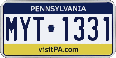 PA license plate MYT1331