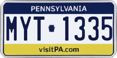 PA license plate MYT1335