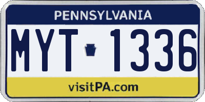 PA license plate MYT1336