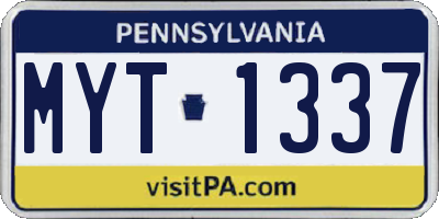 PA license plate MYT1337