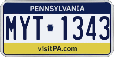 PA license plate MYT1343