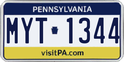 PA license plate MYT1344