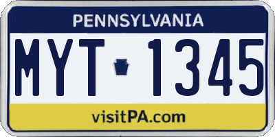 PA license plate MYT1345