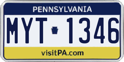 PA license plate MYT1346