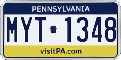 PA license plate MYT1348
