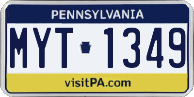 PA license plate MYT1349