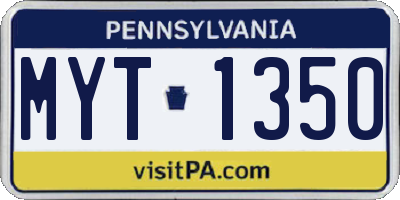PA license plate MYT1350