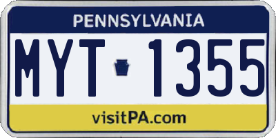 PA license plate MYT1355