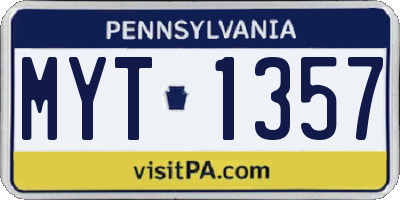 PA license plate MYT1357