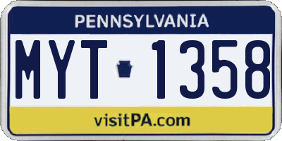 PA license plate MYT1358