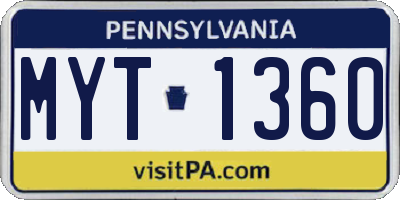 PA license plate MYT1360