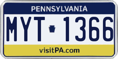 PA license plate MYT1366