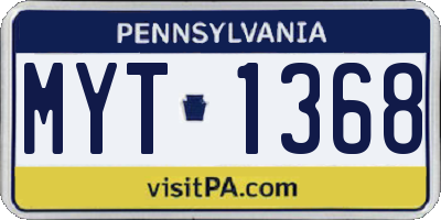PA license plate MYT1368