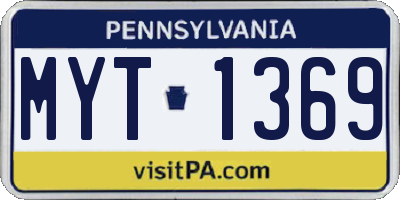 PA license plate MYT1369