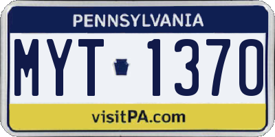 PA license plate MYT1370