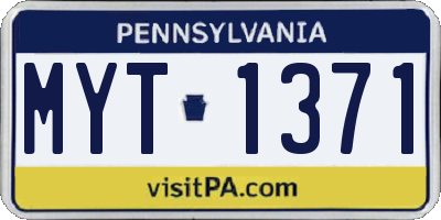 PA license plate MYT1371