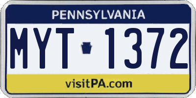 PA license plate MYT1372