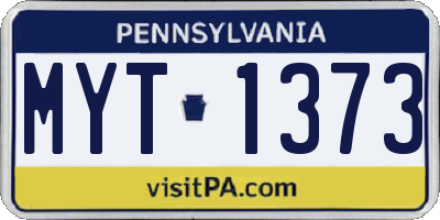 PA license plate MYT1373