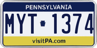 PA license plate MYT1374