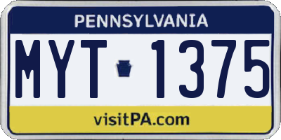 PA license plate MYT1375