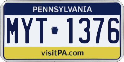 PA license plate MYT1376