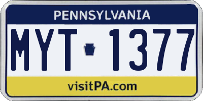 PA license plate MYT1377