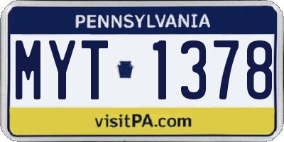 PA license plate MYT1378
