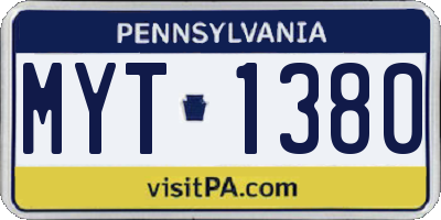 PA license plate MYT1380
