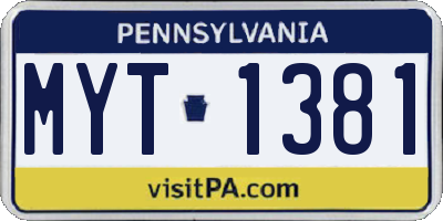 PA license plate MYT1381