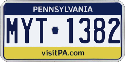 PA license plate MYT1382