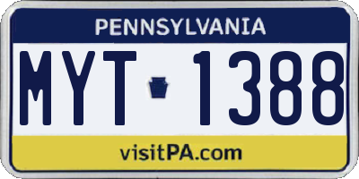 PA license plate MYT1388