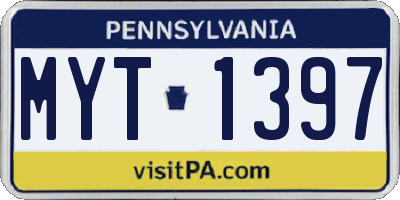 PA license plate MYT1397