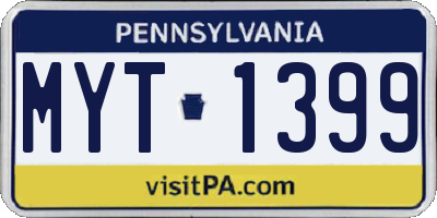PA license plate MYT1399