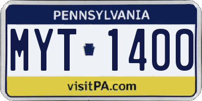 PA license plate MYT1400