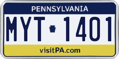 PA license plate MYT1401