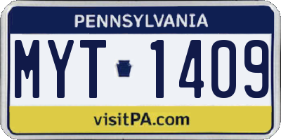 PA license plate MYT1409