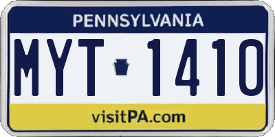PA license plate MYT1410