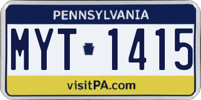 PA license plate MYT1415