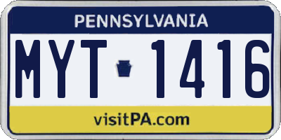 PA license plate MYT1416