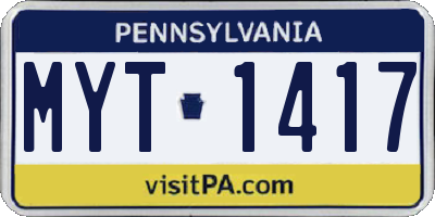 PA license plate MYT1417