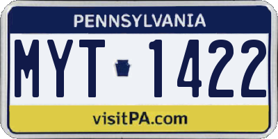 PA license plate MYT1422